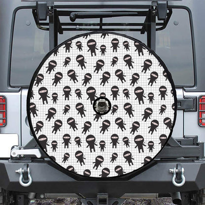 Cute Ninja Pattern Print Tire Cover With Camera Hole
