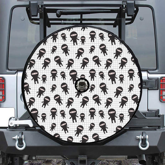 Cute Ninja Pattern Print Tire Cover With Camera Hole