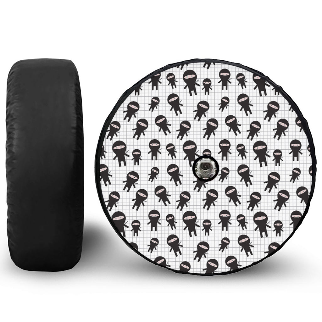 Cute Ninja Pattern Print Tire Cover With Camera Hole