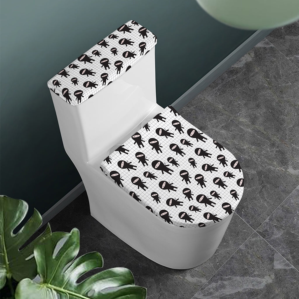 Cute Ninja Pattern Print Toilet Lid And Tank Cover Set