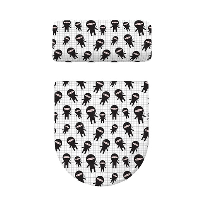 Cute Ninja Pattern Print Toilet Lid And Tank Cover Set