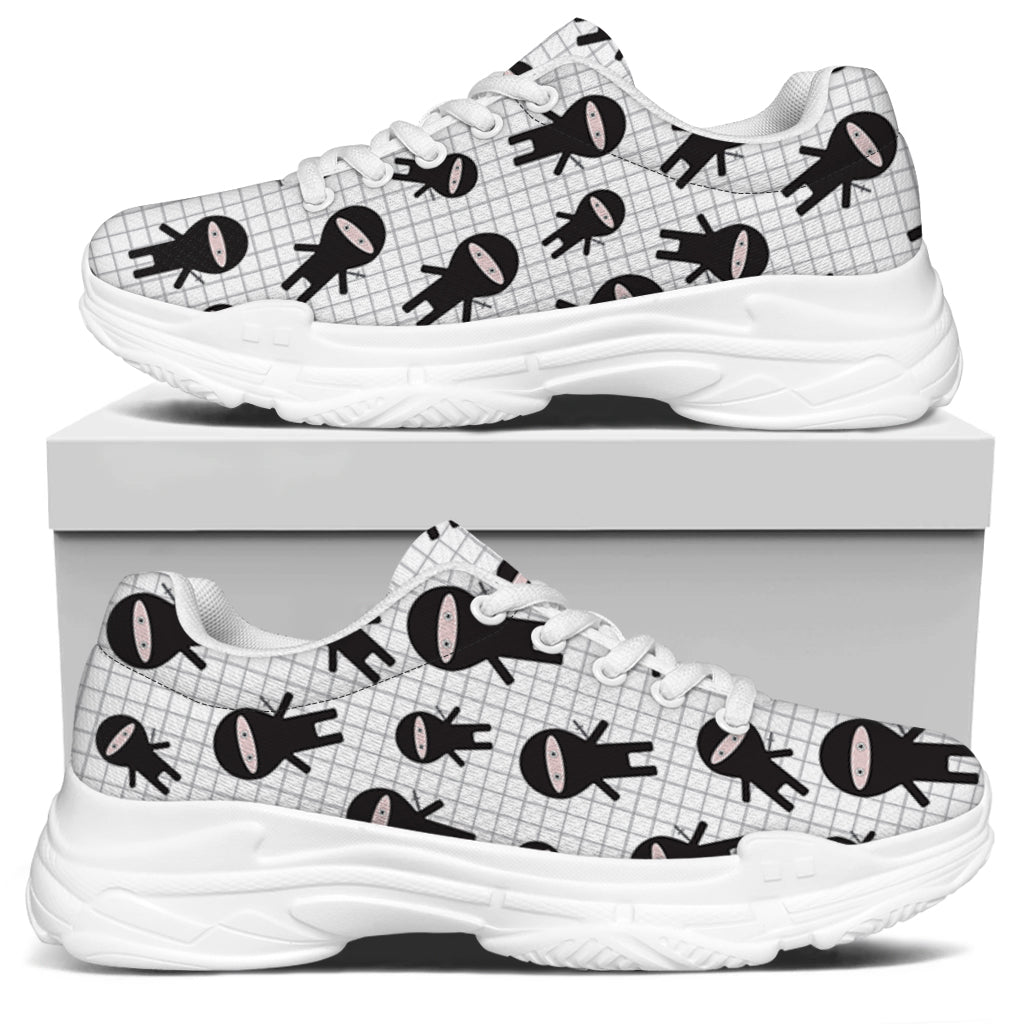 Cute Ninja Pattern Print White Chunky Shoes