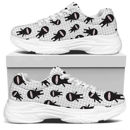 Cute Ninja Pattern Print White Chunky Shoes