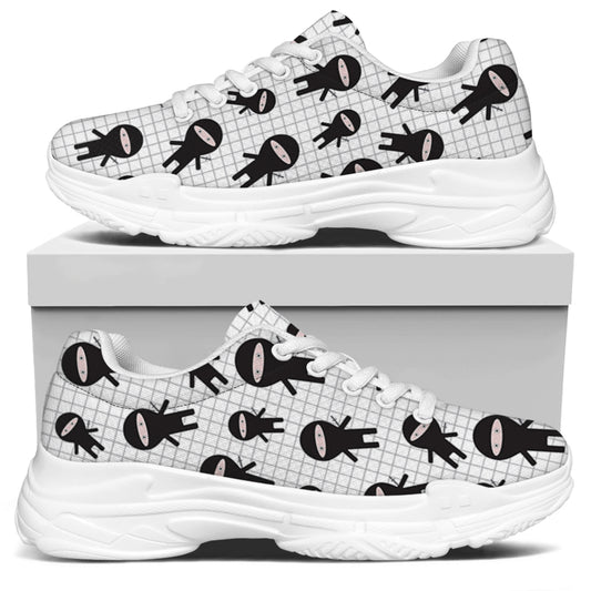 Cute Ninja Pattern Print White Chunky Shoes