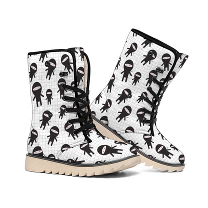 Cute Ninja Pattern Print Winter Boots