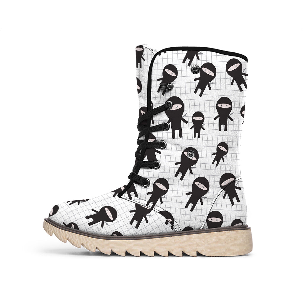 Cute Ninja Pattern Print Winter Boots