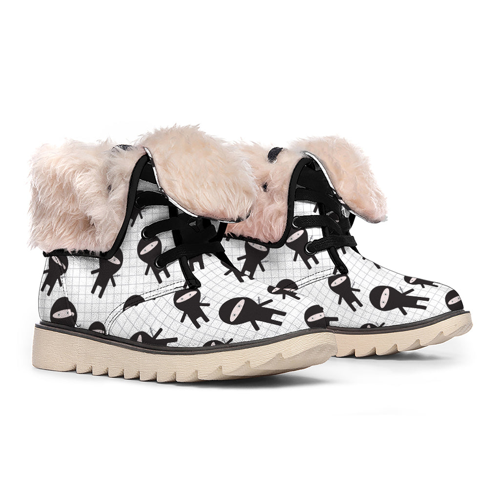 Cute Ninja Pattern Print Winter Boots