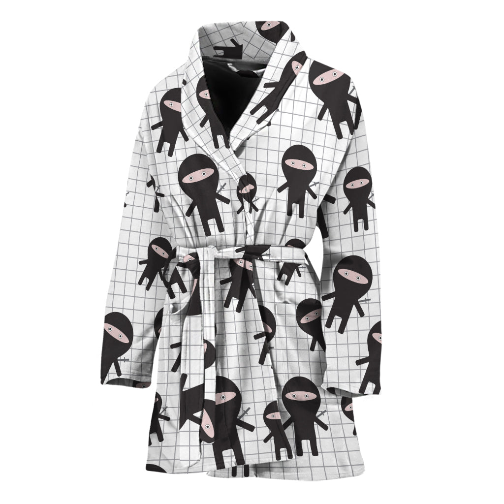 Cute Ninja Pattern Print Women's Bathrobe