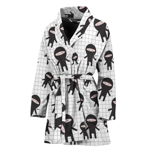 Cute Ninja Pattern Print Women's Bathrobe