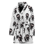 Cute Ninja Pattern Print Women's Bathrobe
