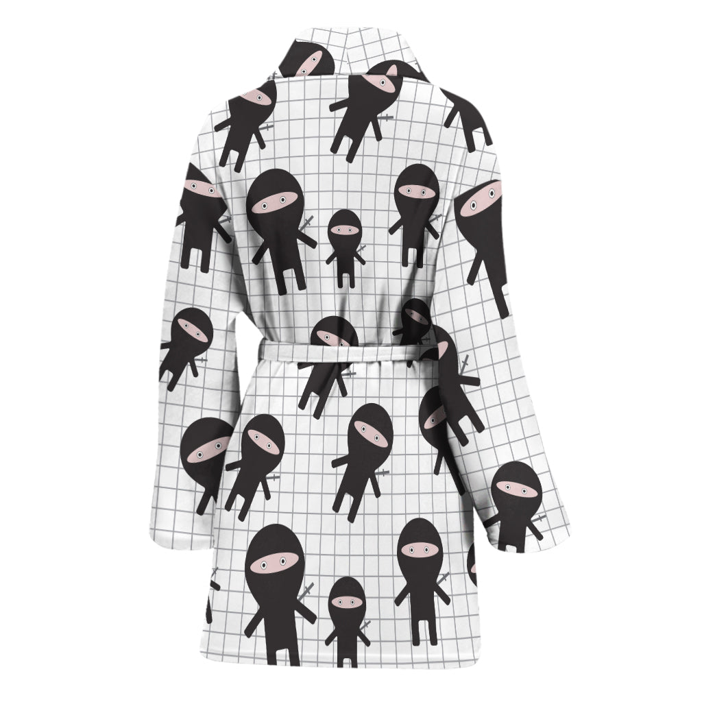 Cute Ninja Pattern Print Women's Bathrobe