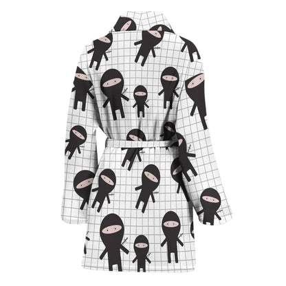Cute Ninja Pattern Print Women's Bathrobe