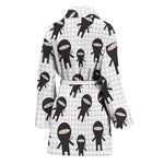 Cute Ninja Pattern Print Women's Bathrobe