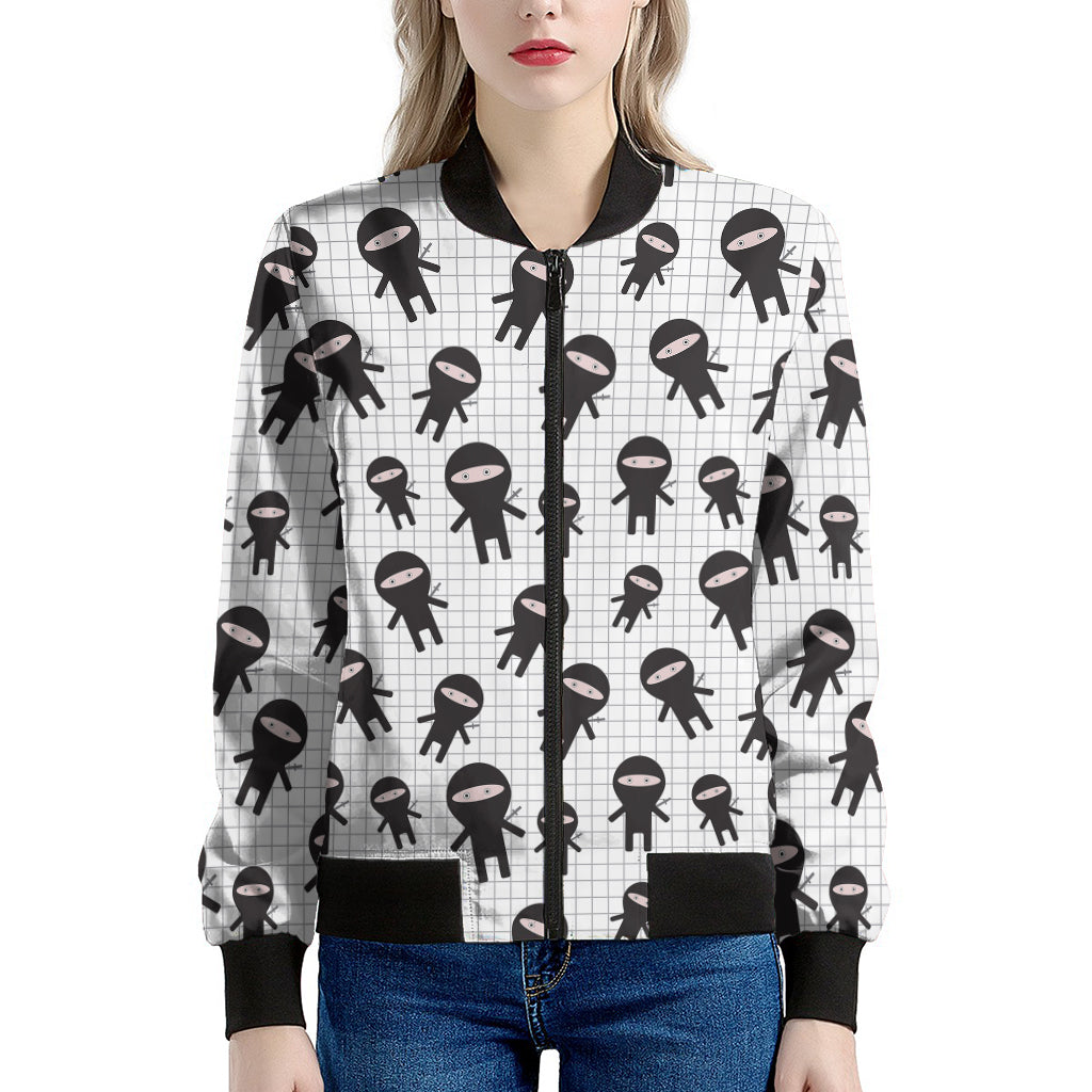 Cute Ninja Pattern Print Women's Bomber Jacket