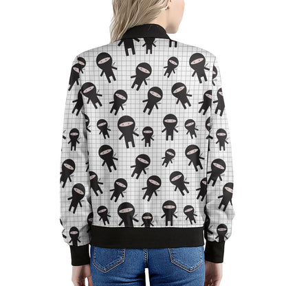 Cute Ninja Pattern Print Women's Bomber Jacket
