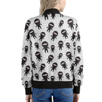 Cute Ninja Pattern Print Women's Bomber Jacket