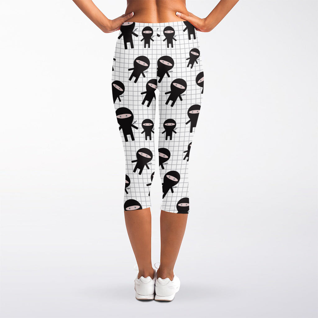 Cute Ninja Pattern Print Women's Capri Leggings