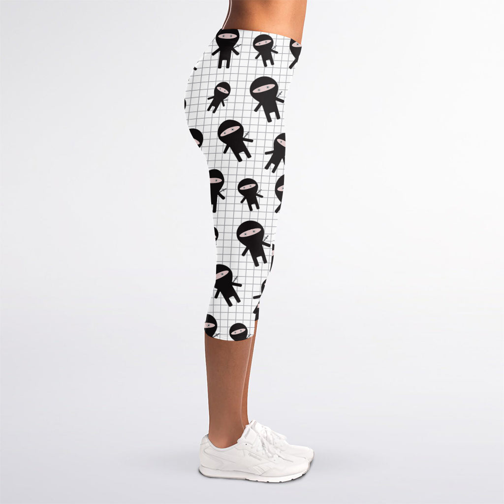 Cute Ninja Pattern Print Women's Capri Leggings