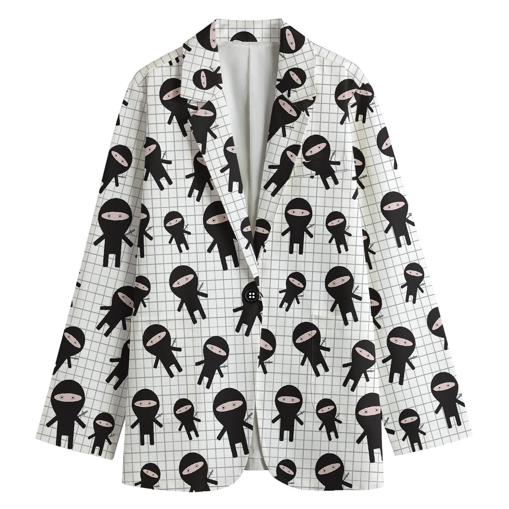 Cute Ninja Pattern Print Women's Cotton Blazer