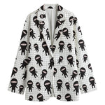 Cute Ninja Pattern Print Women's Cotton Blazer