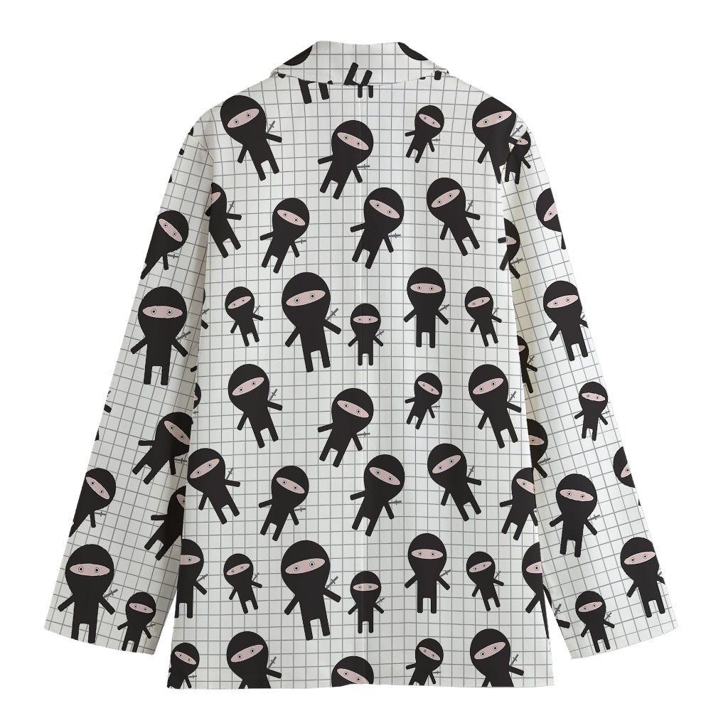 Cute Ninja Pattern Print Women's Cotton Blazer
