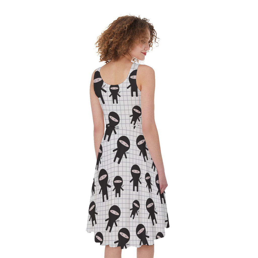 Cute Ninja Pattern Print Women's Sleeveless Dress