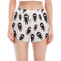 Cute Ninja Pattern Print Women's Split Running Shorts