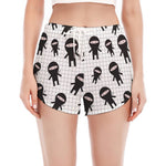 Cute Ninja Pattern Print Women's Split Running Shorts