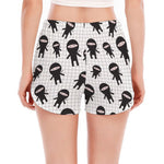 Cute Ninja Pattern Print Women's Split Running Shorts
