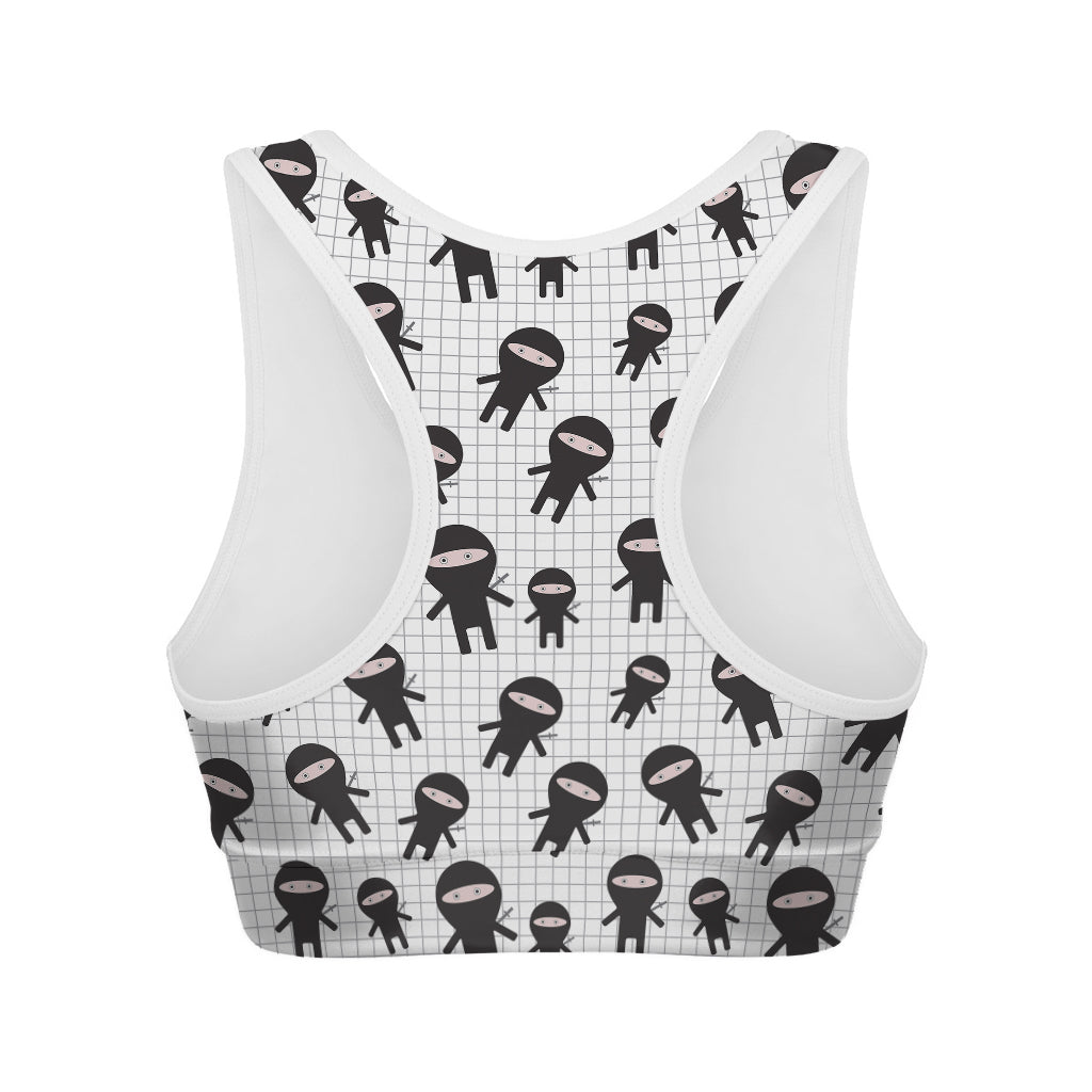 Cute Ninja Pattern Print Women's Sports Bra
