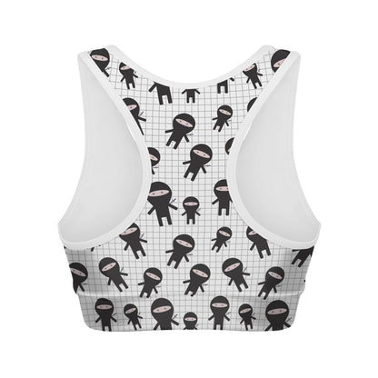 Cute Ninja Pattern Print Women's Sports Bra