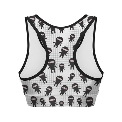 Cute Ninja Pattern Print Women's Sports Bra