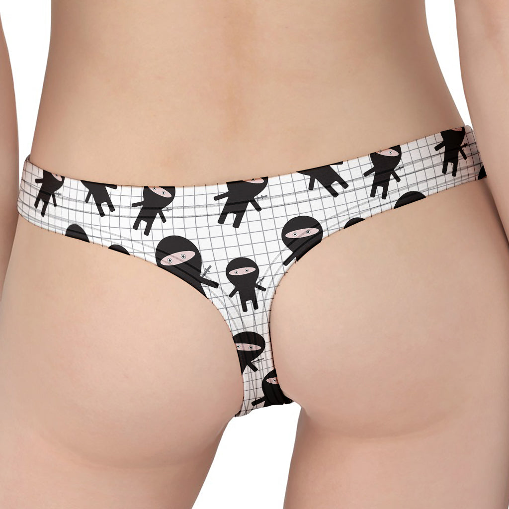 Cute Ninja Pattern Print Women's Thong