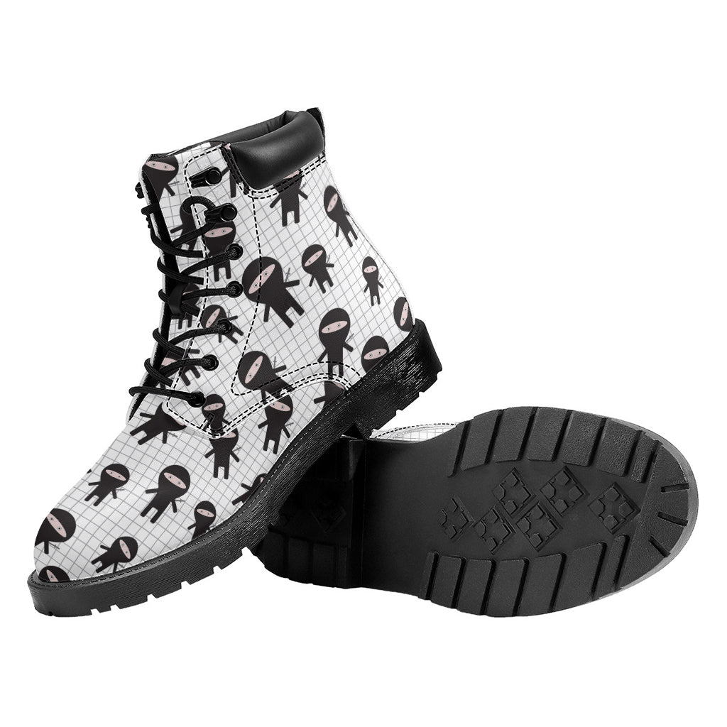 Cute Ninja Pattern Print Work Boots