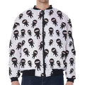 Cute Ninja Pattern Print Zip Sleeve Bomber Jacket