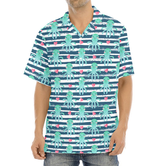 Cute Octopus Pattern Print Aloha Shirt