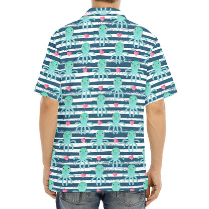 Cute Octopus Pattern Print Aloha Shirt