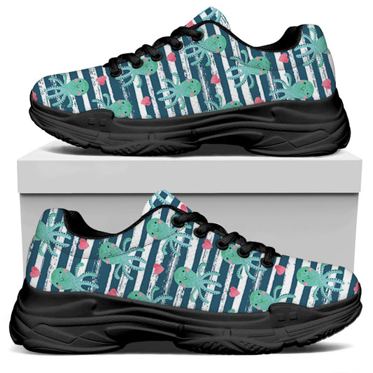 Cute Octopus Pattern Print Black Chunky Shoes
