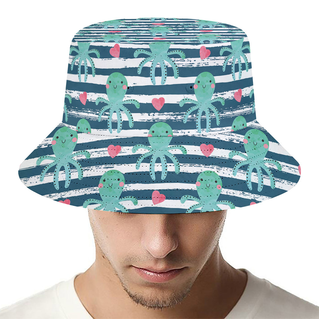 Cute Octopus Pattern Print Bucket Hat
