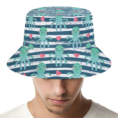 Cute Octopus Pattern Print Bucket Hat
