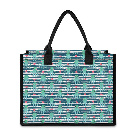 Cute Octopus Pattern Print Canvas Tote Bag