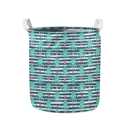 Cute Octopus Pattern Print Collapsible Laundry Basket