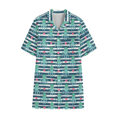 Cute Octopus Pattern Print Cotton Hawaiian Shirt
