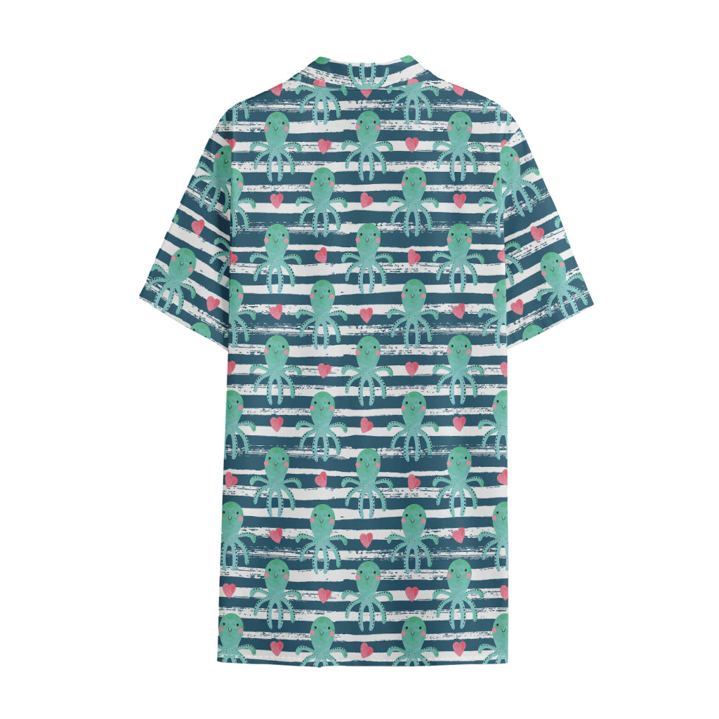 Cute Octopus Pattern Print Cotton Hawaiian Shirt