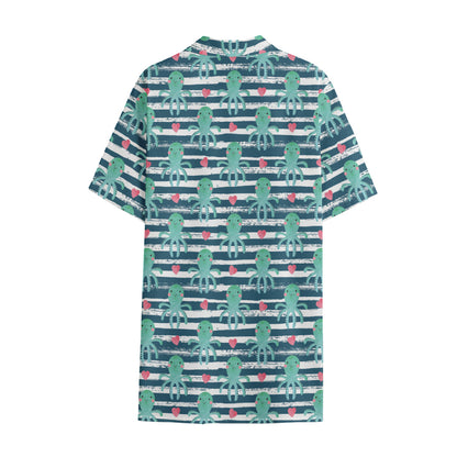 Cute Octopus Pattern Print Cotton Hawaiian Shirt