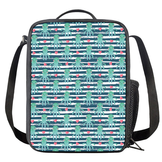 Cute Octopus Pattern Print Crossbody Lunch Bag