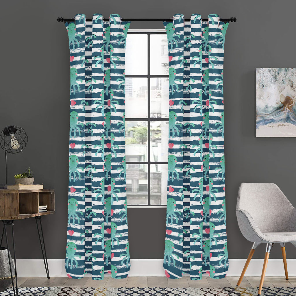 Cute Octopus Pattern Print Curtain