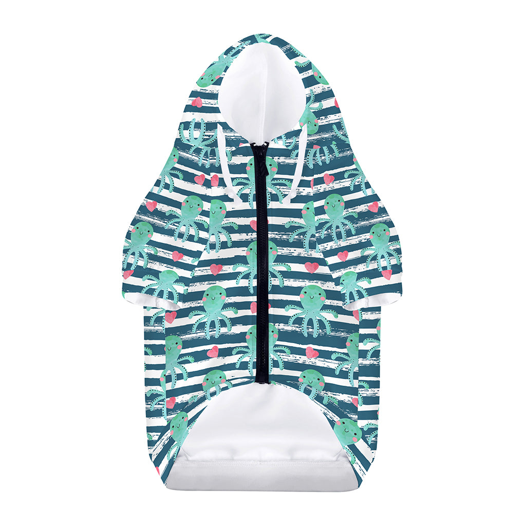 Cute Octopus Pattern Print Dog Zip Up Hoodie