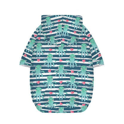 Cute Octopus Pattern Print Dog Zip Up Hoodie