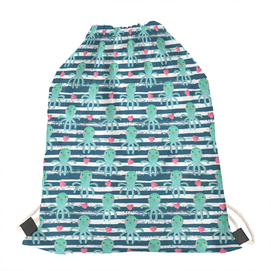 Cute Octopus Pattern Print Drawstring Bag